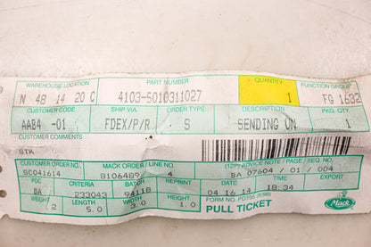 Mack 4103-5010311027 Oil Sending Unit NOS