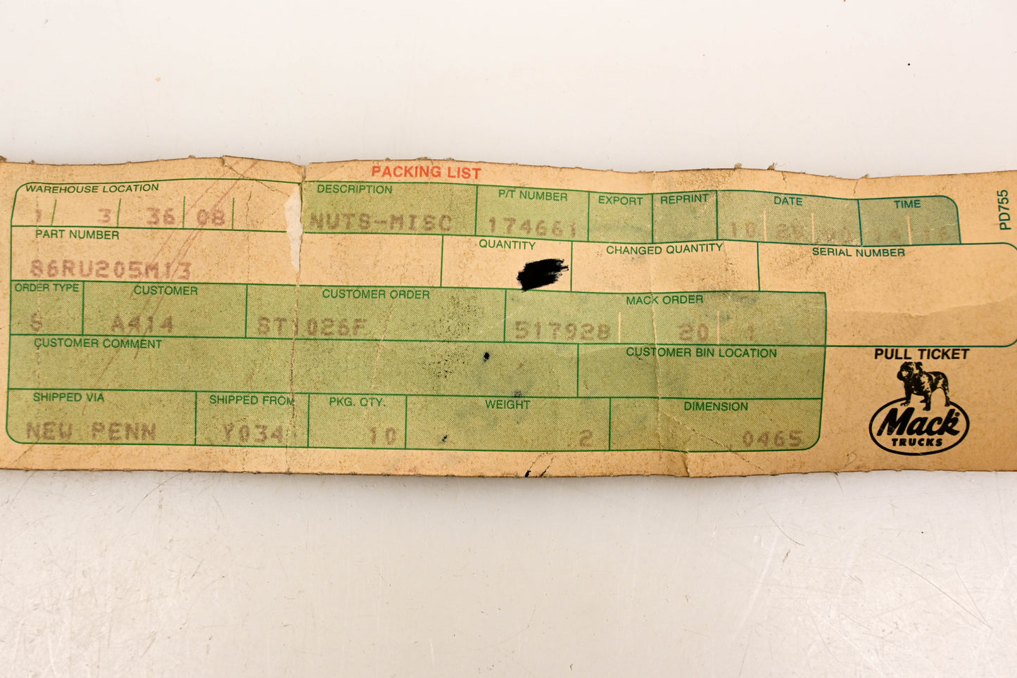 Mack 86RU205M13, 935-2915011007 Bosch Nut NOS