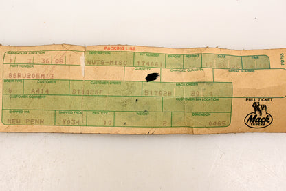 Mack 86RU205M13, 935-2915011007 Bosch Nut NOS