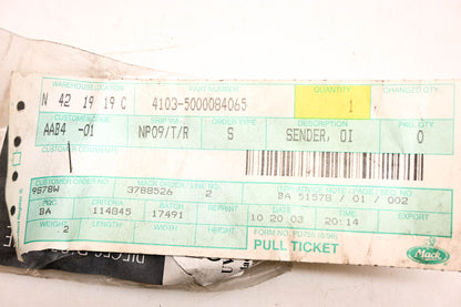 Mack 4103-5000084065, 5000084065 Renault Oil Sender Unit NOS
