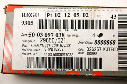 Mack 4103-5003097038, 5003097038 Renault 12v 10w Bulb NOS