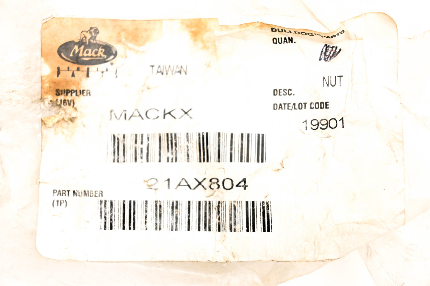 Mack 21AX804 Righthand Nuts Qty 2 NOS