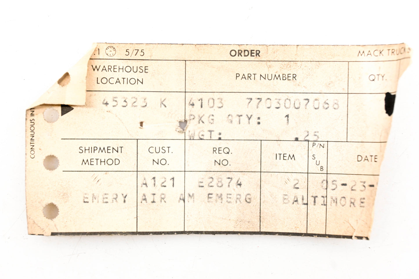 Mack 4103-7703007068, 7703007068 Screw NOS