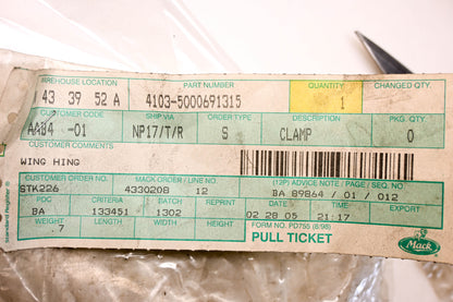 Mack 4103-5000691315, 5000691315 Clamp Bracket NOS