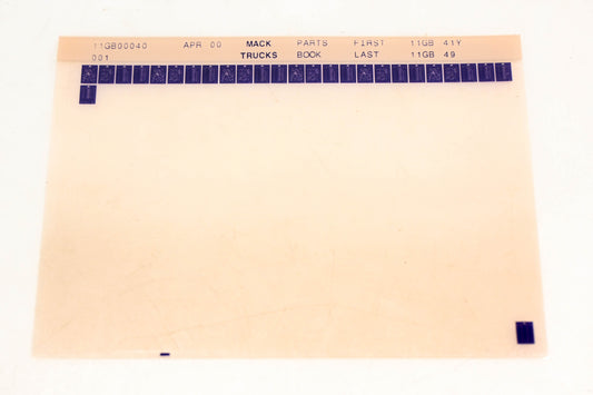 Mack 11GB00040 11GB100Y - 11GB49 Parts Microfiche NOS
