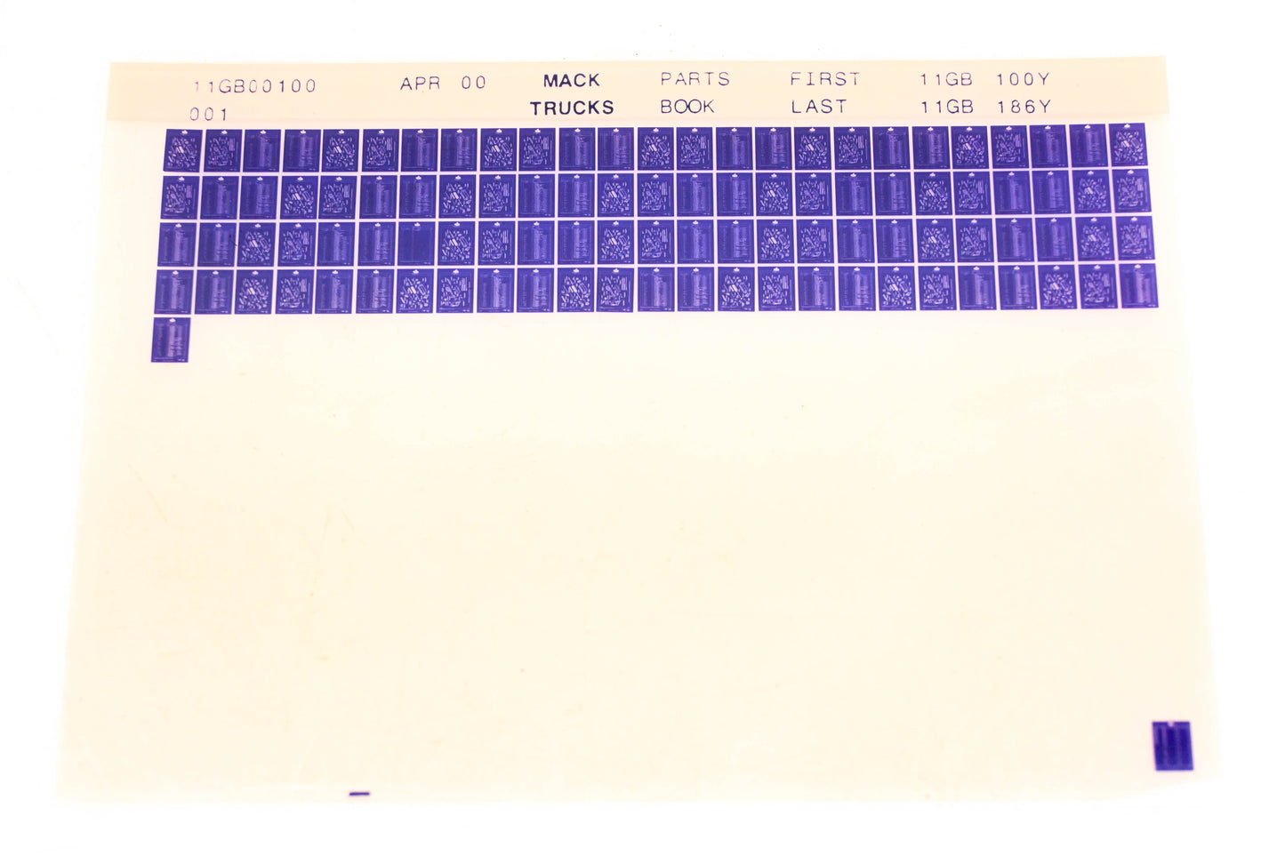 Mack 11GB00100 11GB100Y - 11GB186Y Parts Microfiche NOS