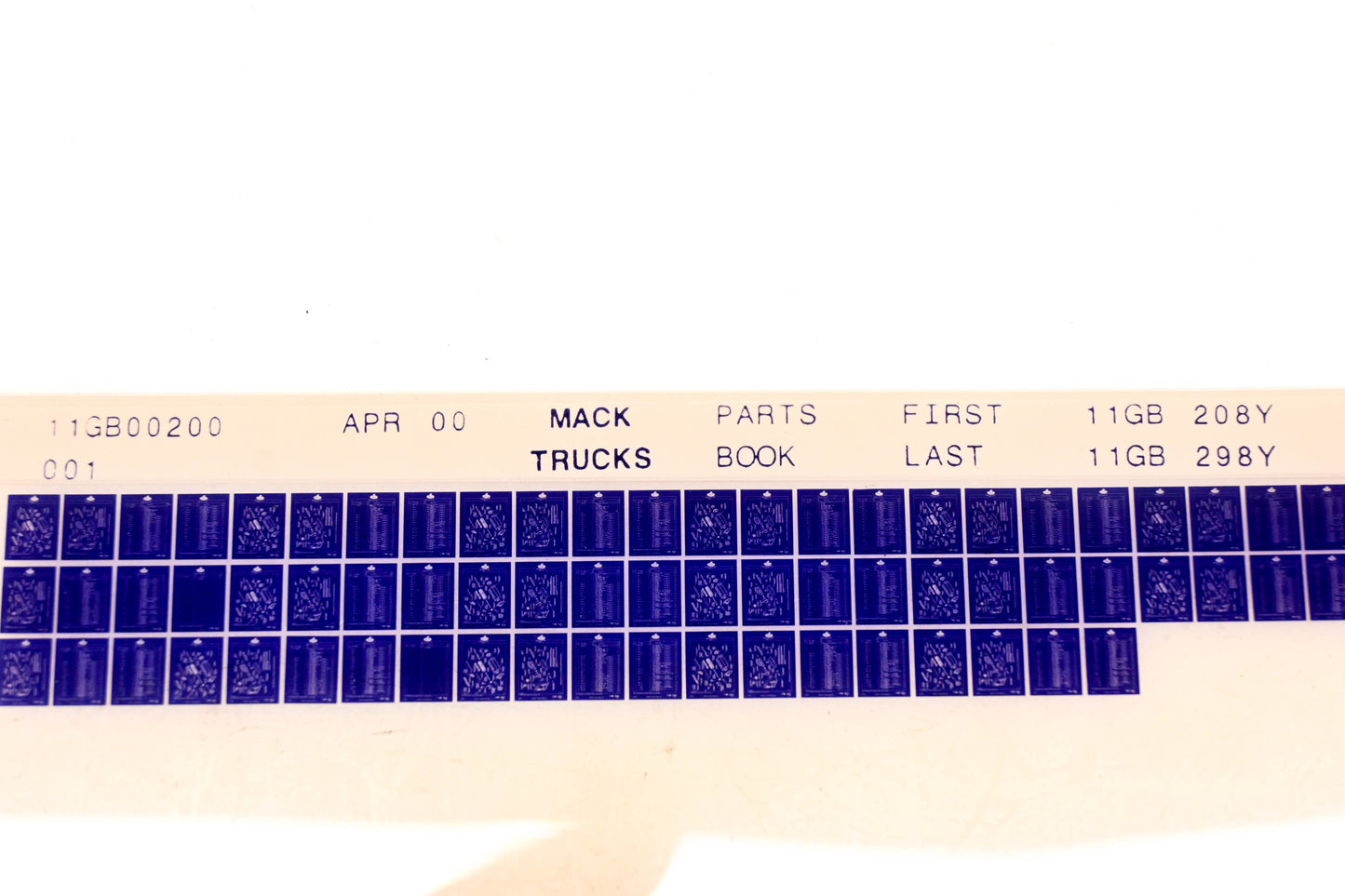 Mack 11GB00200 11GB208Y - 11GB298Y Parts Microfiche NOS