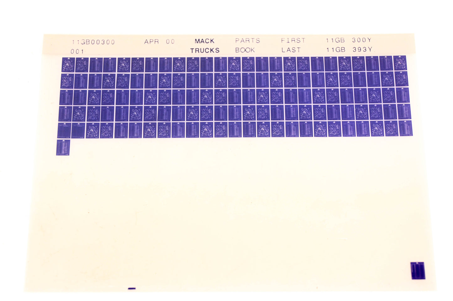 Mack 11GB00300 11GB300Y - 11GB393Y Parts Microfiche NOS
