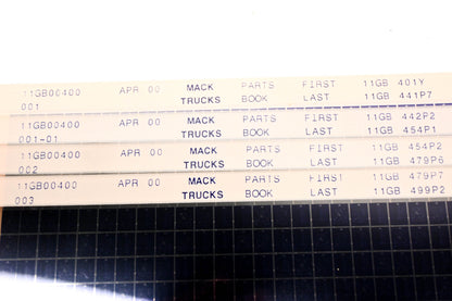 Mack 11GB00400 11GB401Y - 11GB441P7 Parts Microfiche Lot of 4 NOS