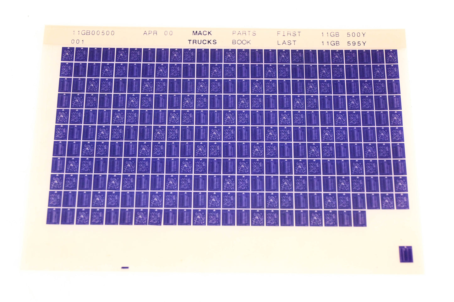 Mack 11GB00500 11GB500Y - 11GB595Y Parts Microfiche NOS