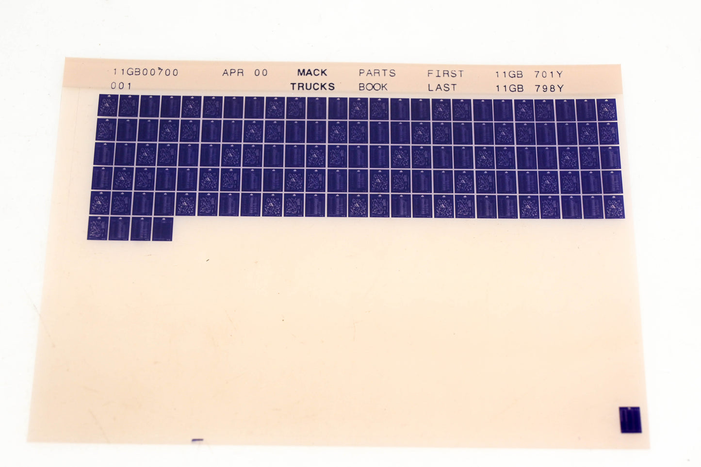 Mack 11GB00700 11GB701Y - 11GB798Y {Parts Microfiche NOS