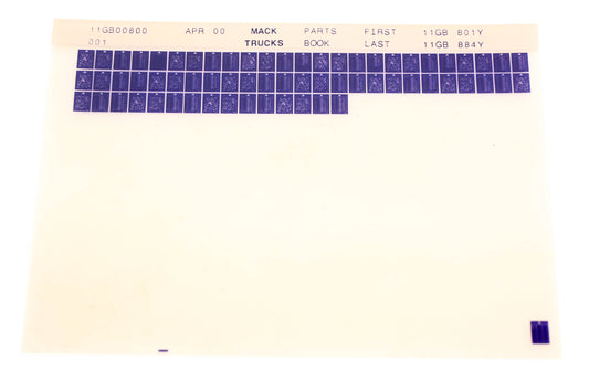 Mack 11GB00800 11GB801Y - 11GB884Y Parts Microfiche NOS
