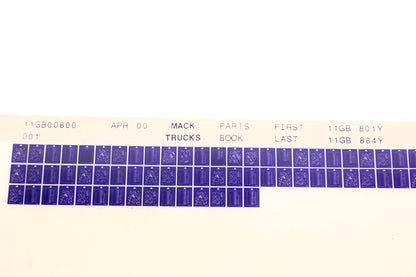 Mack 11GB00800 11GB801Y - 11GB884Y Parts Microfiche NOS