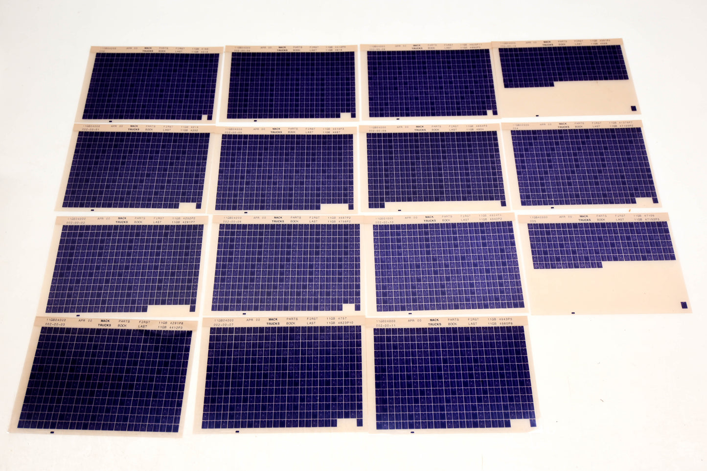 Mack 11GB04000 11GB4166 - 11GB4999 Parts Microfiche Lot of 15 NOS