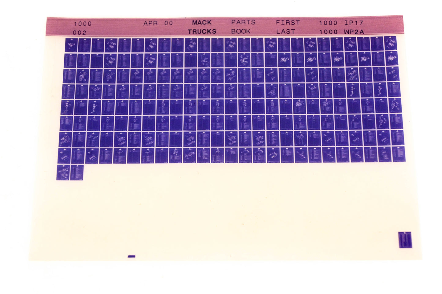 Mack 1000-002 1000IP17 - 1000WP2A Parts Microfiche NOS
