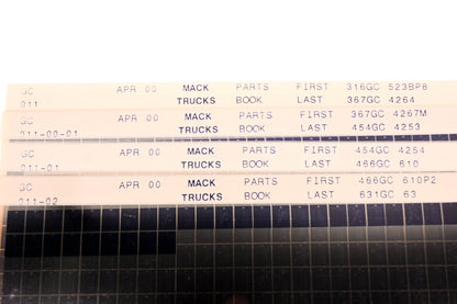 Mack GC011 316GC523BP8 - 631GC63 Parts Microfiche Lot of 4 NOS