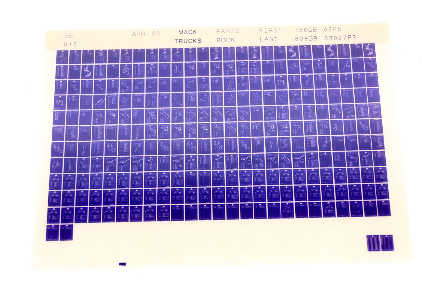 Mack GB013 756GB62P5 - 808GB83027P3 Parts Microfiche NOS