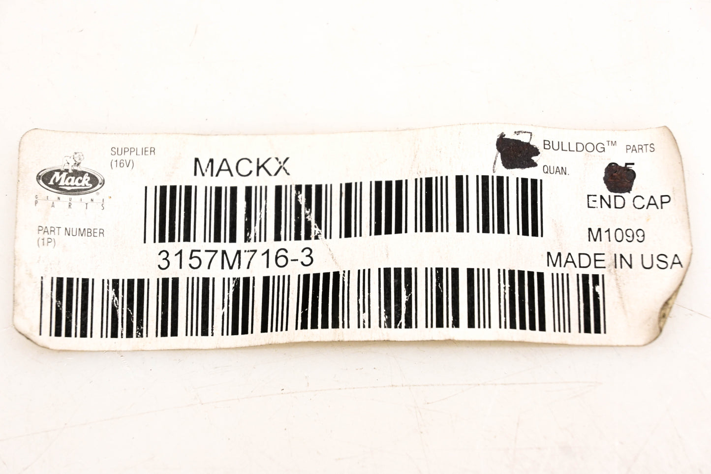 Mack 3157-M7163, 3157M716-3 End Cap Cover NOS