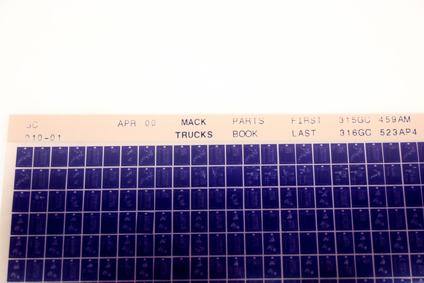 Mack GC010-01 315GC459AM - 316GC523AP4 Parts Microfiche NOS