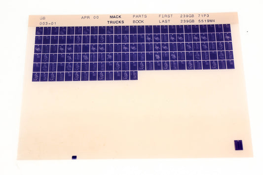 Mack GB003-01 239GB71P3 - 239GB5519M4 Parts Microfiche NOS