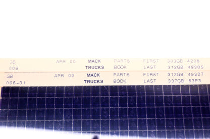 Mack GB006, GB006-01 303GB4208 - 337GB63P3 Parts Microfiche Lot of 2 NOS