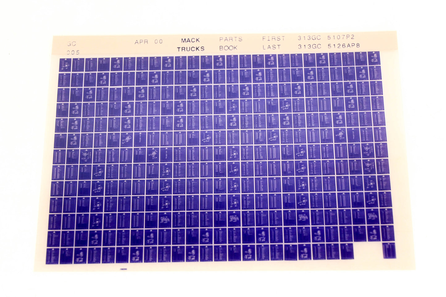 Mack GC005 313GC5107P2 - 313GC5126AP8 Parts Microfiche NOS