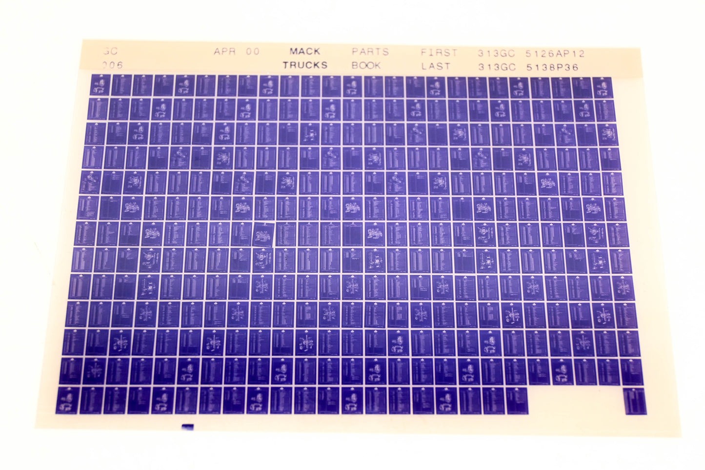Mack GC006 313GC5126AP12 - 313GC5138P36 Parts Microfiche NOS