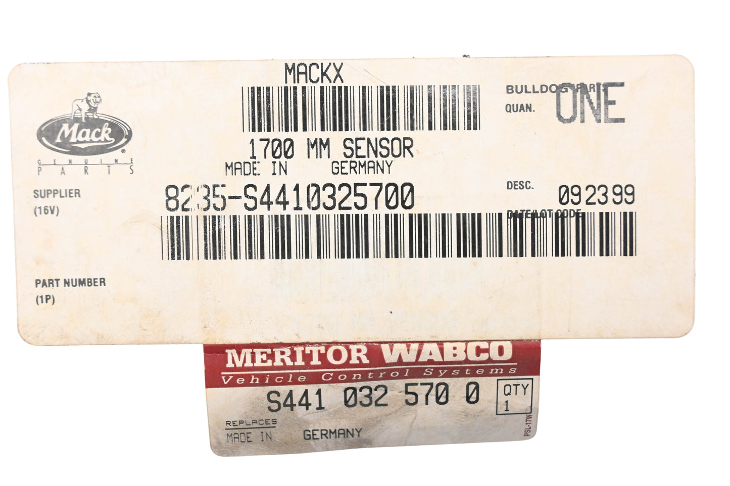 Mack 8235-S4410325700, S4410325700 Meritor Wabco ABS Wheel Speed Sensor NOS