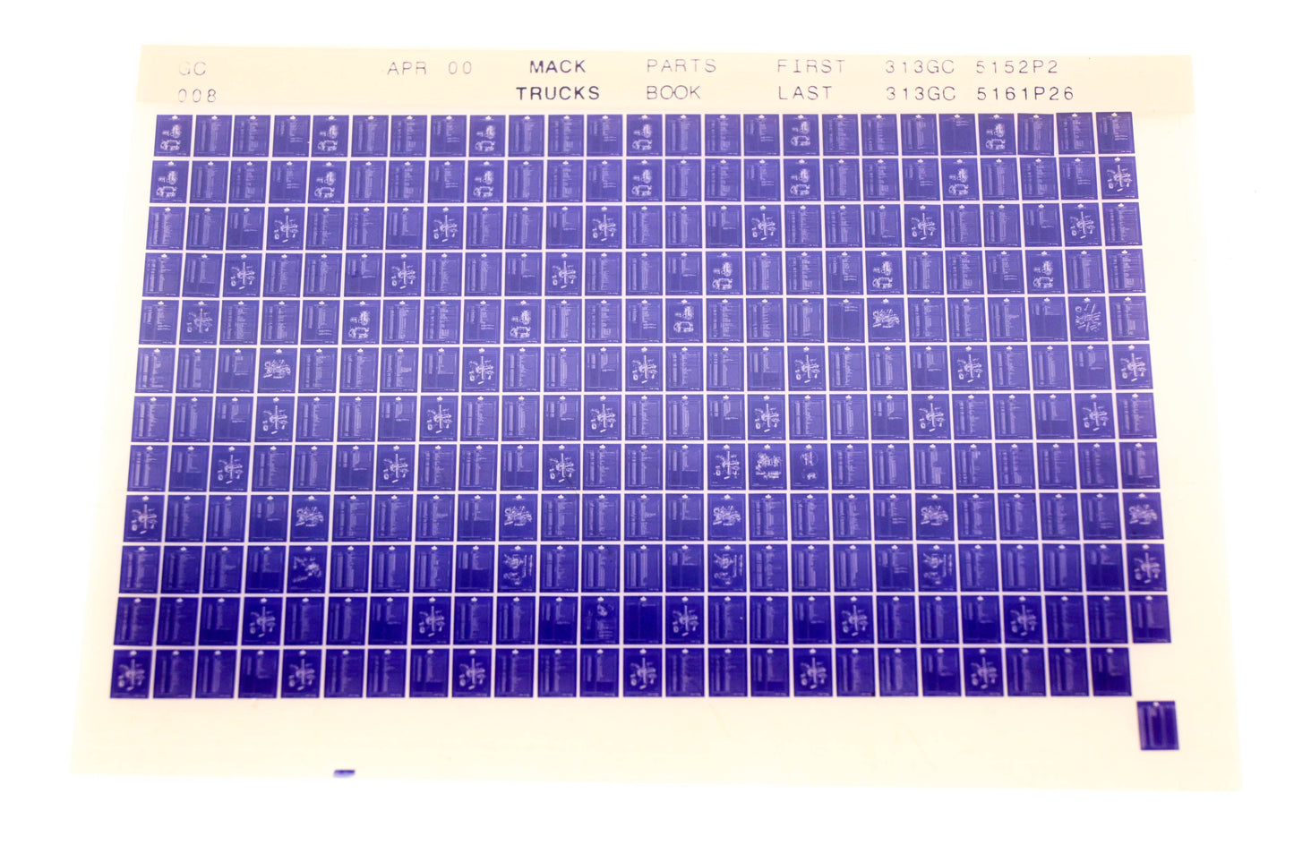 Mack GC008 313GC5152P2 - 313GC5161P26 Parts Microfiche NOS