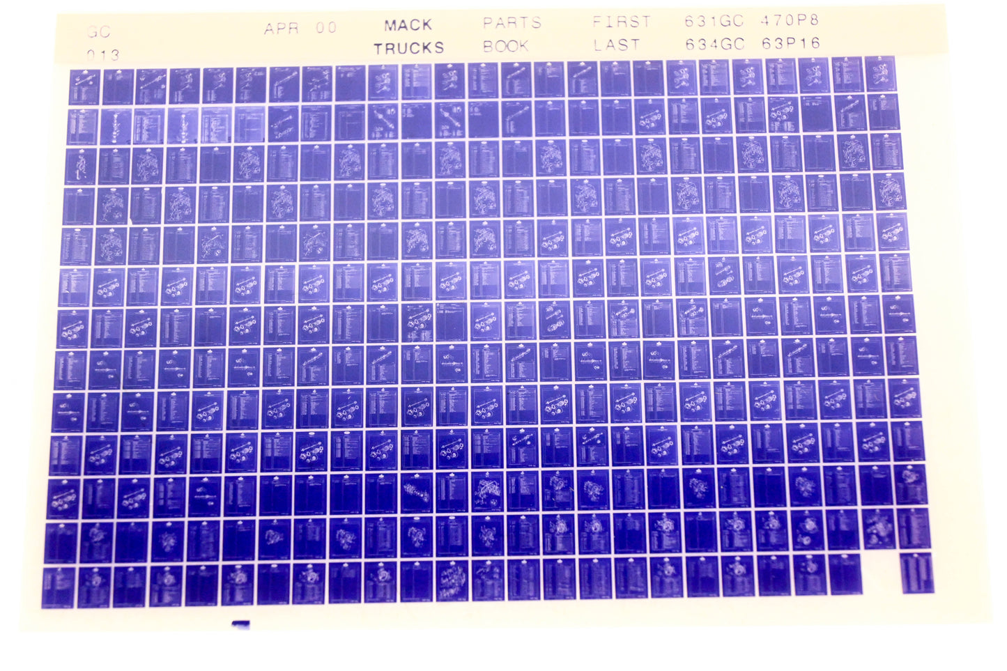 Mack GC013 631GC470P8 - 634GC63P16 Parts Microfiche NOS