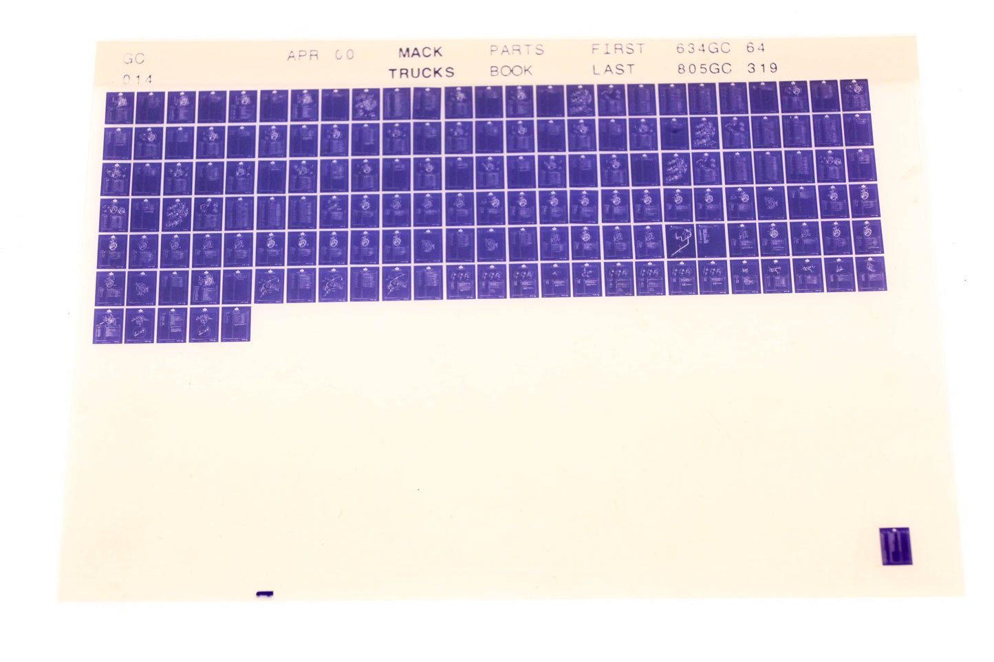 Mack GC014 634GC64 - 805GC319 parts Microfiche NOS