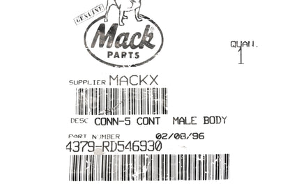 Mack 4379-RD546930, RD546930 5-Pin Male Connector NOS