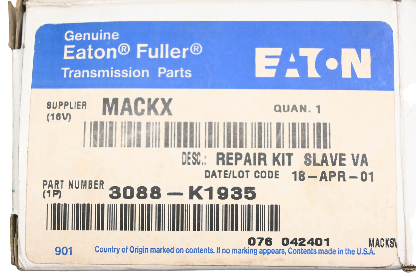 Mack 3088-K1935, K-1935 Eaton Fuller Slave Valve Repair Kit NOS