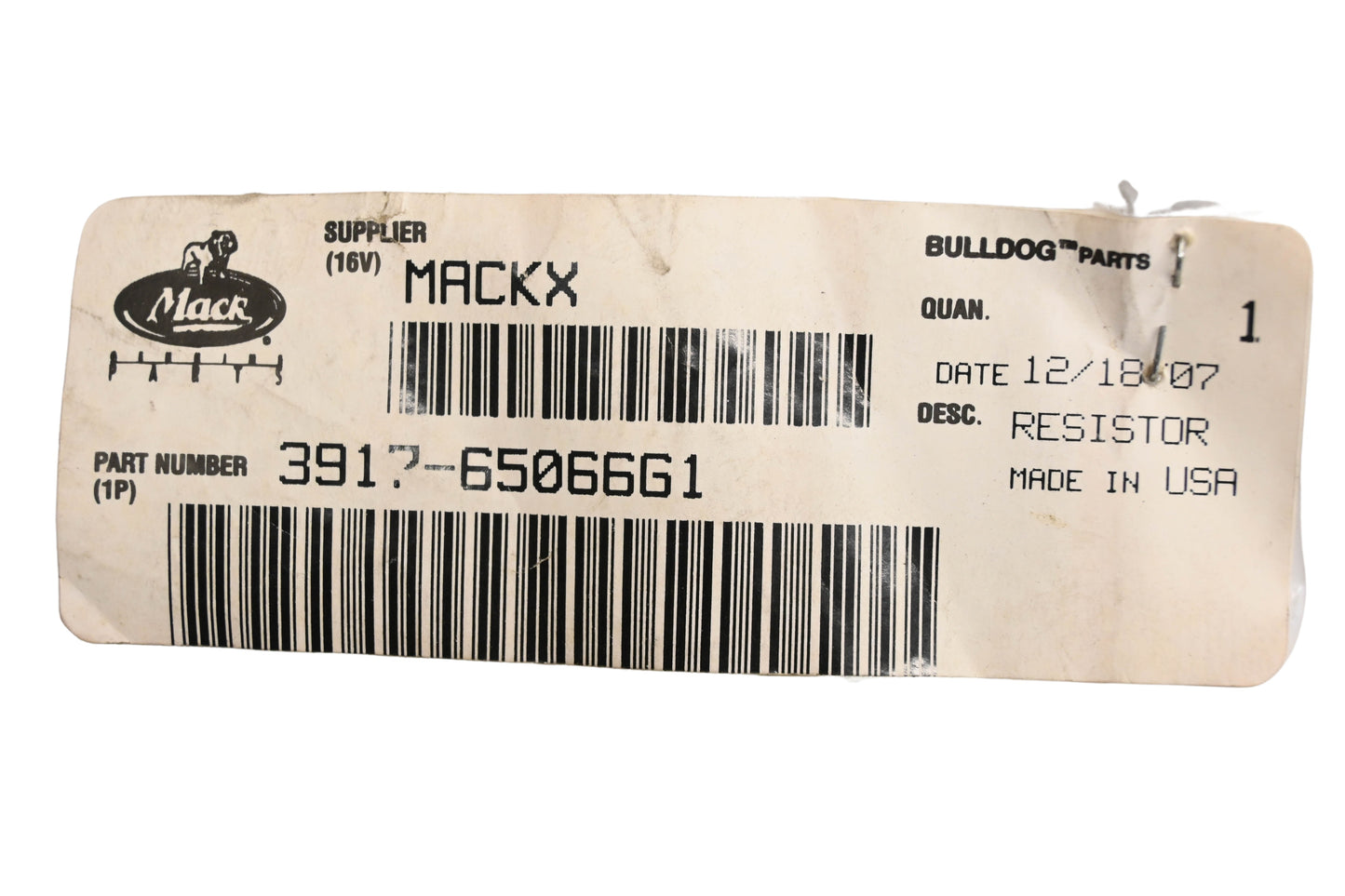 Mack 3917-65066G1, 391765066G1 Resistor NOS
