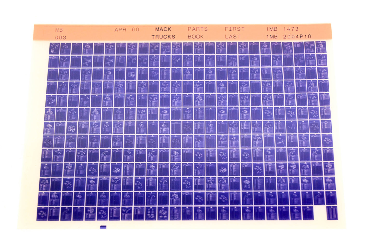 Mack MB003 1MB1473 - 1MB2004P10 Parts Microfiche NOS