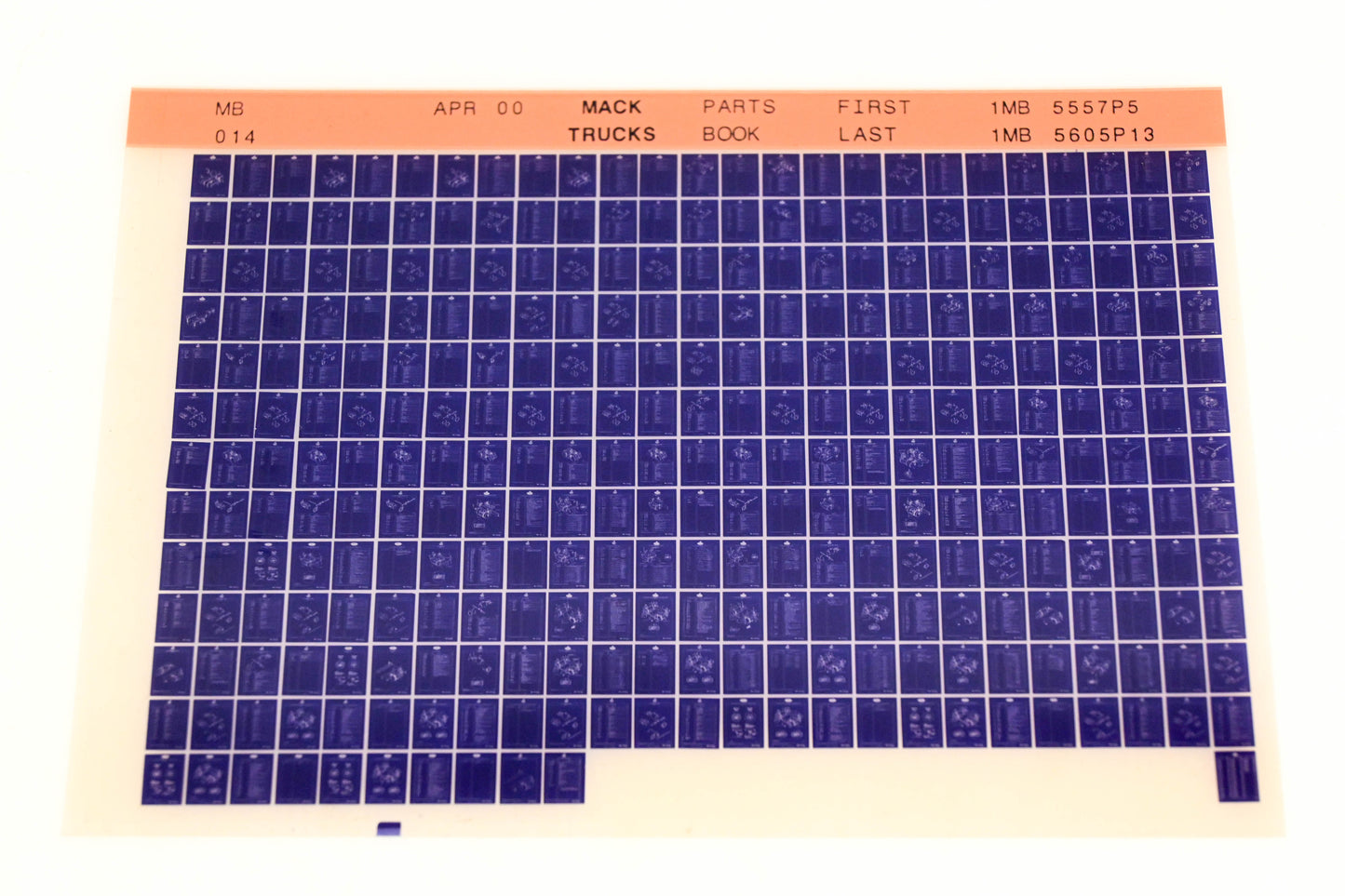 Mack MB014 1MB5557P5 - 1MB5605P13 Parts Microfiche NOS