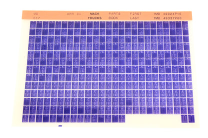 Mack MB017 1MB49324P16 - 1MB49337P60 Parts Microfiche NOS