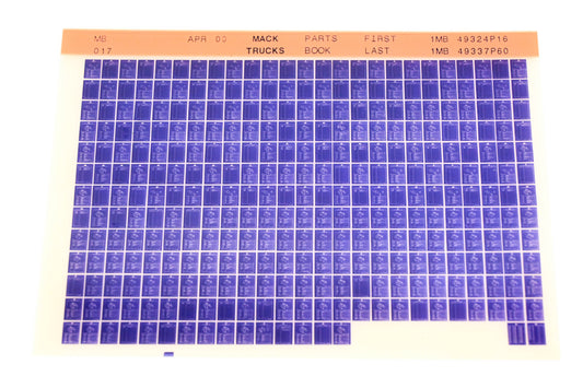 Mack MB017 1MB49324P16 - 1MB49337P60 Parts Microfiche NOS