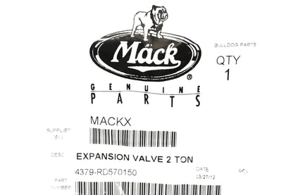 Mack 4379-RD570150, RD5-7015-0 2-Ton Expansion Valve NOS