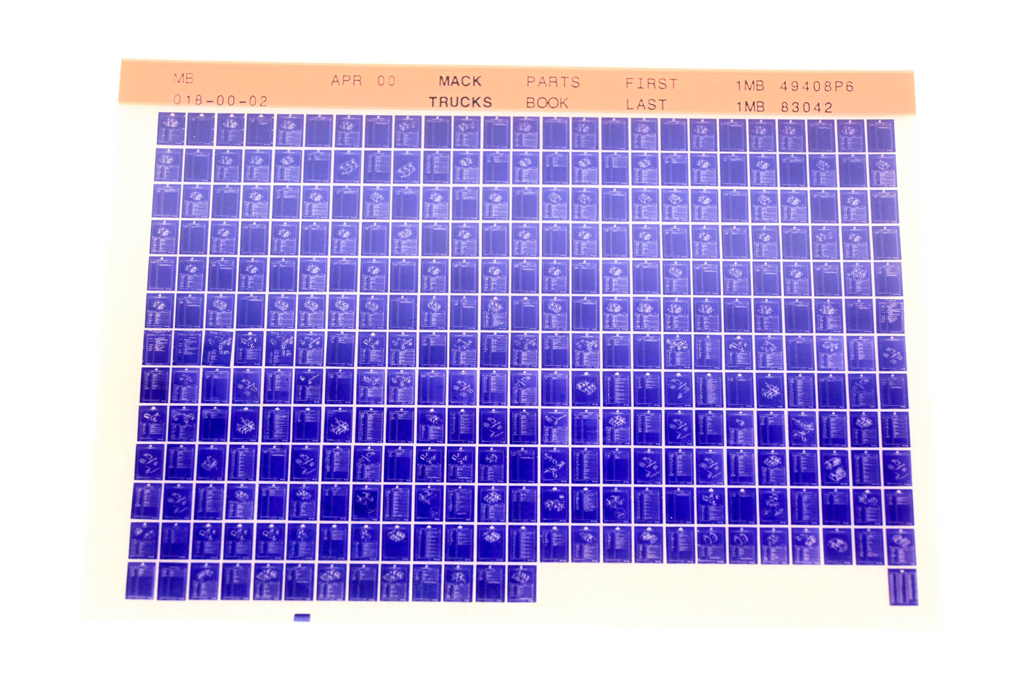Mack MB018-00-02 1MB49408P6 - 1MB83042 Parts Microfiche NOS