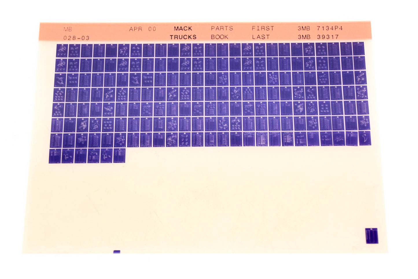 Mack MB028-03 3MB7134P4 - 3MB39317 Parts Microfiche NOS
