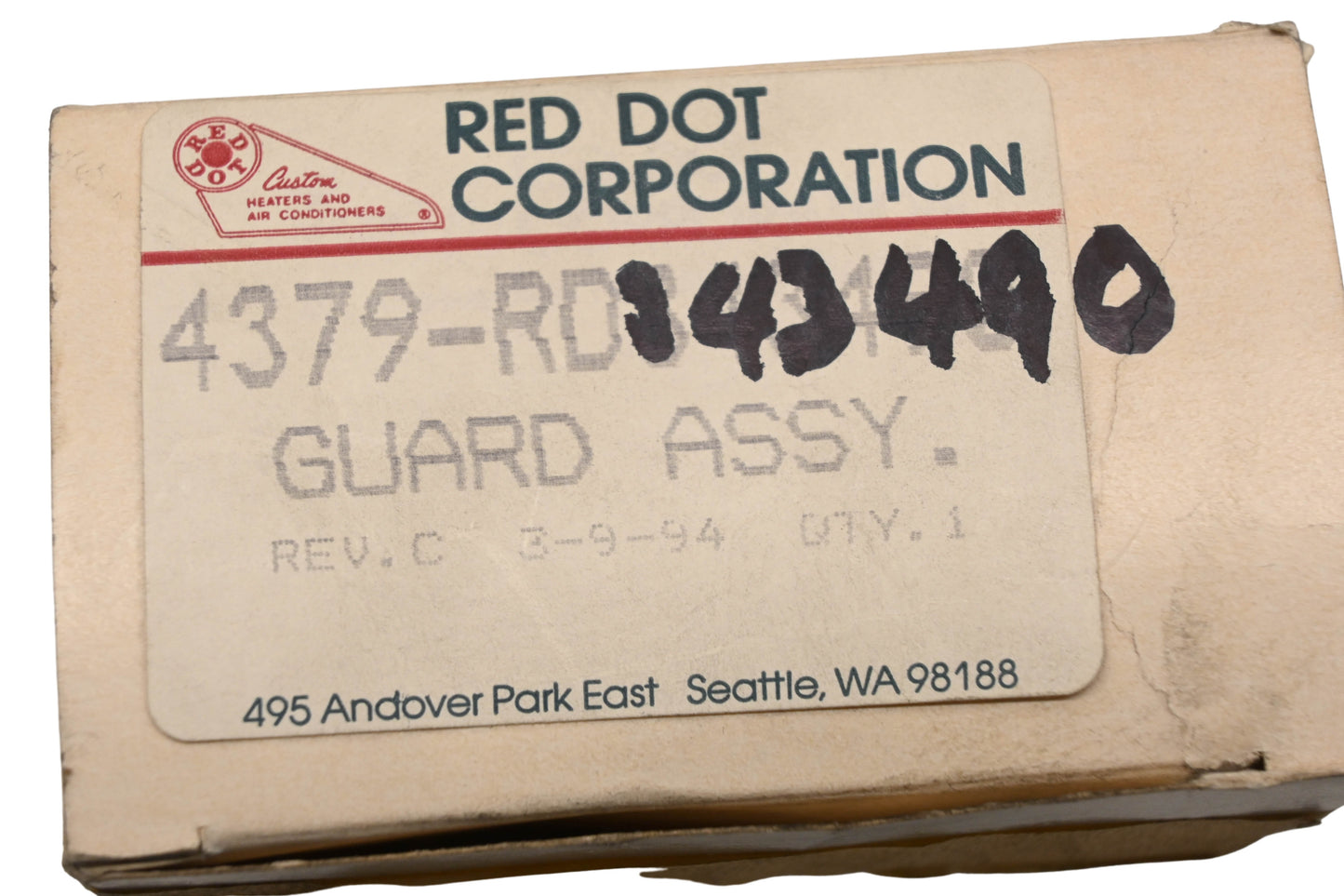 Mack 4379-RD343490 Red Dot Resistor Guard Assembly NOS