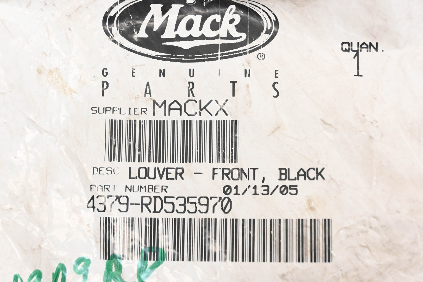 Mack 4379-RD535970 Front Black Louver NOS