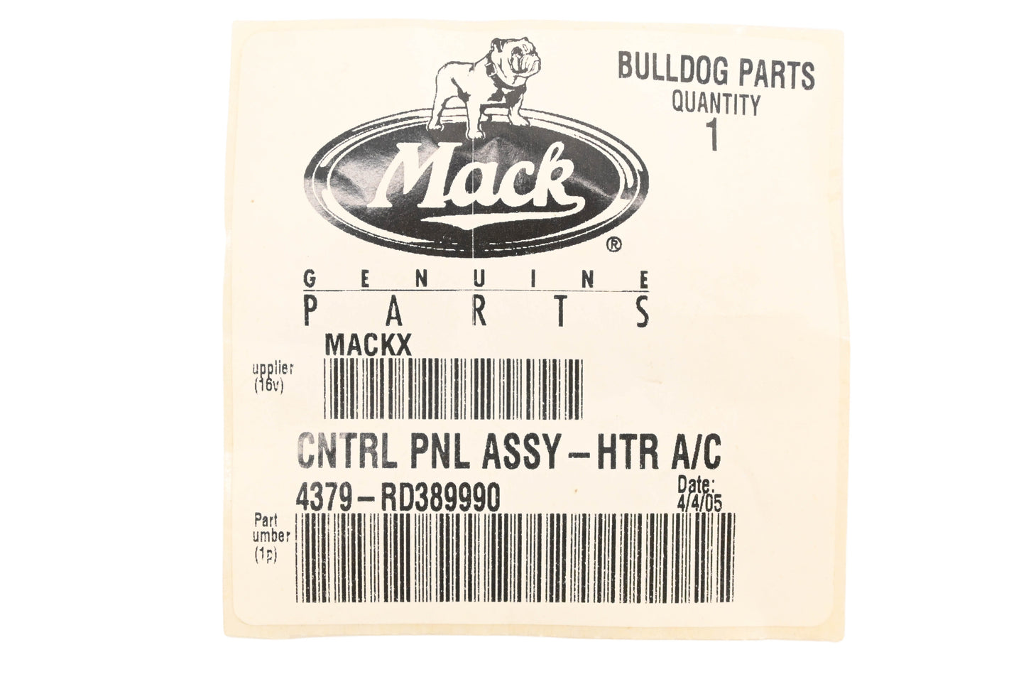 Mack 4379-RD389990 Heater A/C Control Panel NOS