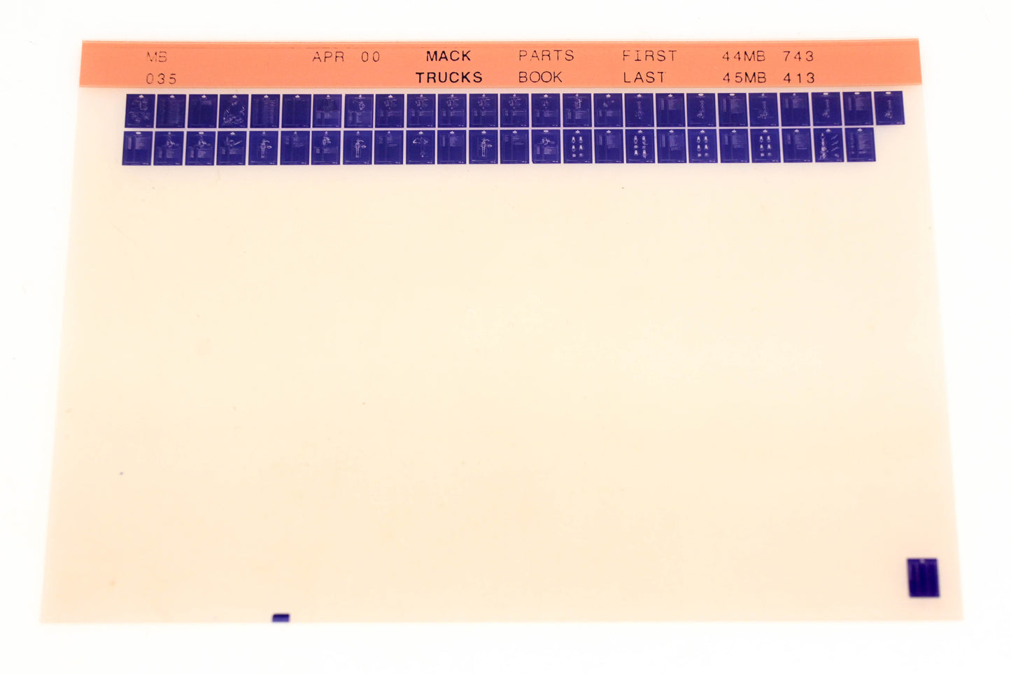 Mack MB035 44MB743 - 45MB413 Parts Microfiche NOS