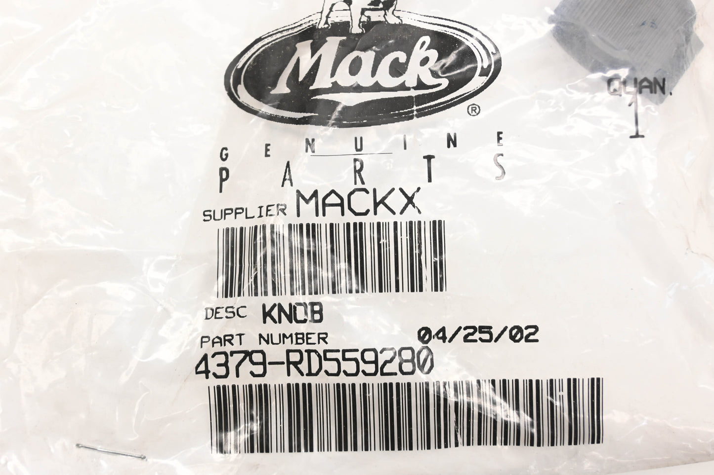 Mack 4379-RD559280, RD559280 Red Dot Knob NOS