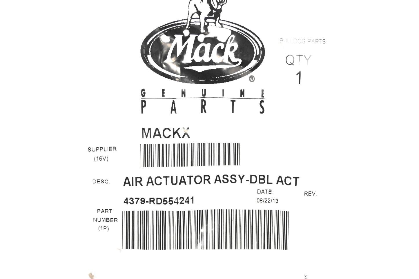 Mack 4379-RD554241, RD554241 Double Action Air Actuator Kit NOS
