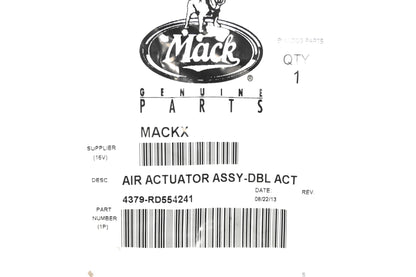 Mack 4379-RD554241, RD554241 Double Action Air Actuator Kit NOS