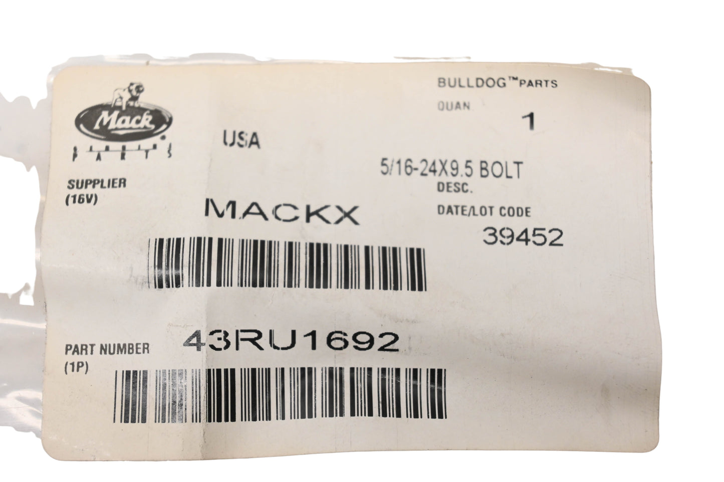 Mack 43RU1692 Battery Box Bolt NOS