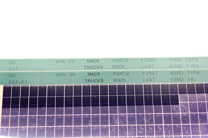 Mack MO007, MO007-01 50MO76P2 -62MO36 Parts Microfiche Lot of 2 NOS